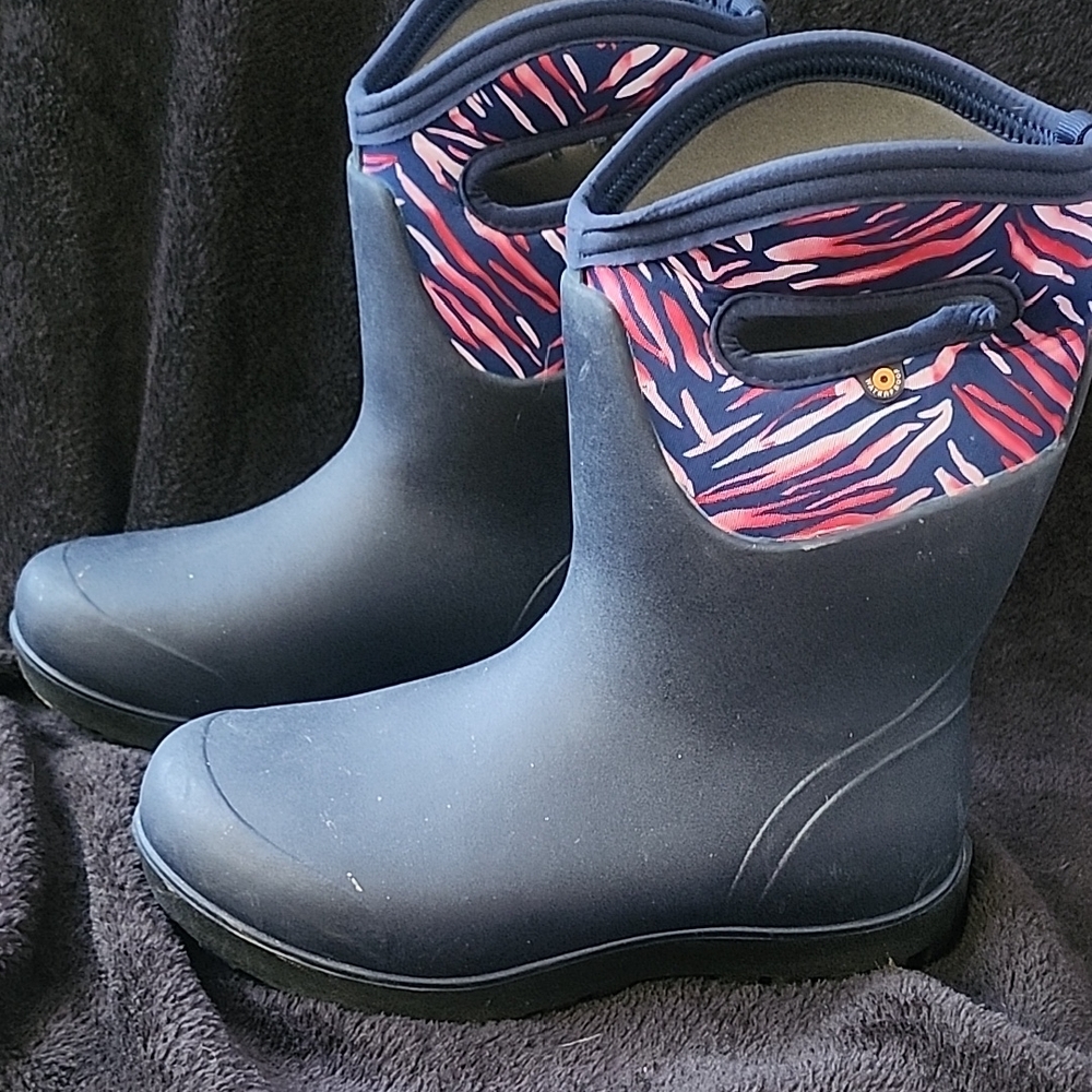 Bogs Blue and Pink Winter Rain Boots